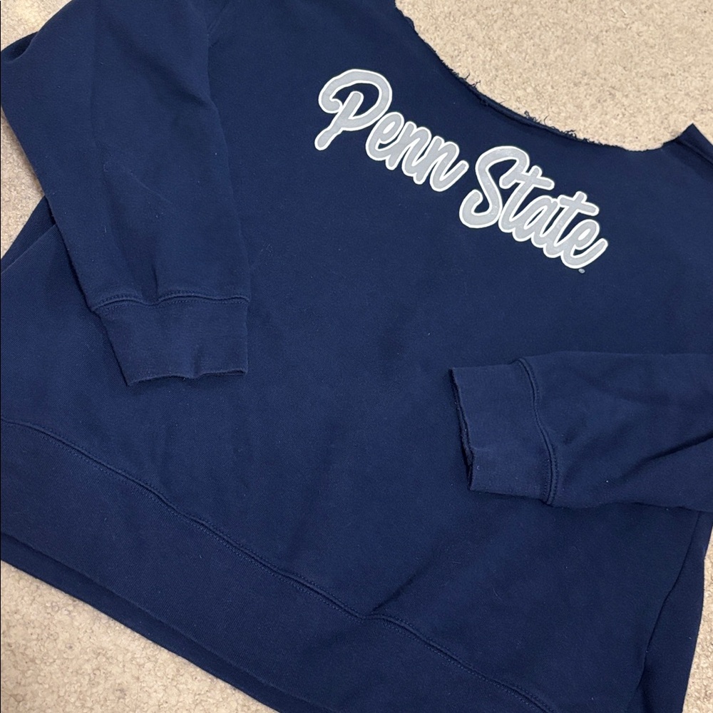 Penn State Navy Blue off the shoulder Sweatshirt - Picture 2 of 4